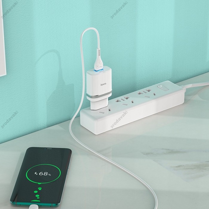 Мережевий зарядний пристрій HOCO C12Q Smart QC3.0 Type-C cable 18W White
