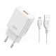 Мережевий зарядний пристрій XO L127 Fast Charging Charger Lightning cable 18W White
