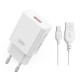Мережевий зарядний пристрій XO L127 Fast Charging Charger Type-C cable 18W White