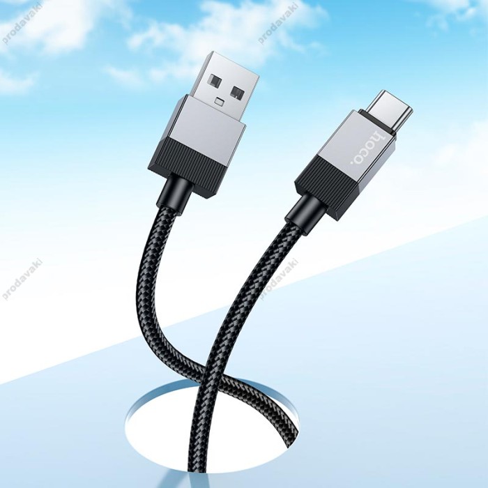 Кабель HOCO X110 Honorific charging data cable USB to Type-C 3A 1m Black