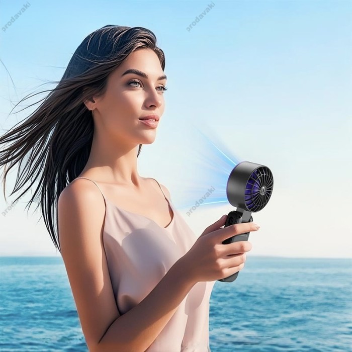 Портативний вентилятор Borofone DBF08 Cool foldable handheld fan with digital display Grey