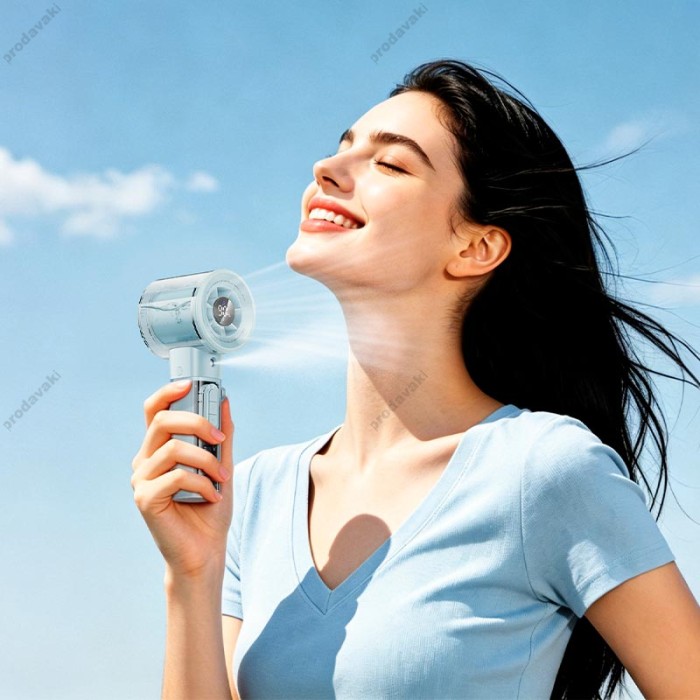 Портативний вентилятор Hoco HX614 Spray series ice cooling handheld fan Blue