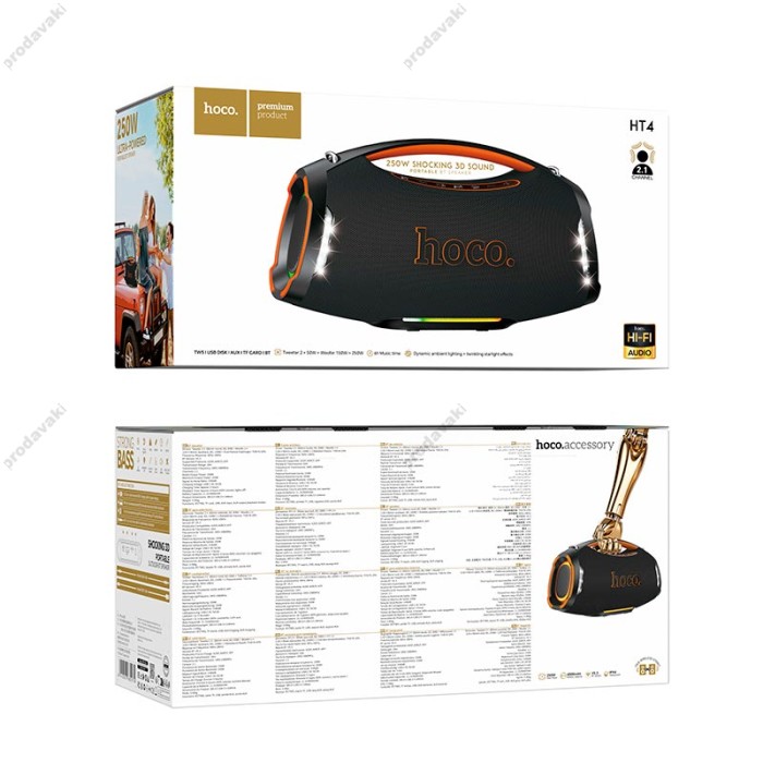 Портативна колонка система караоке Bluetooth Hoco HT4 Wave 250W Black