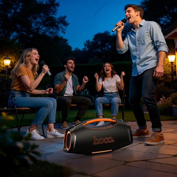 Портативна колонка система караоке Bluetooth Hoco HT4 Pro Wave з 2-ма мікрофонами 370W Black