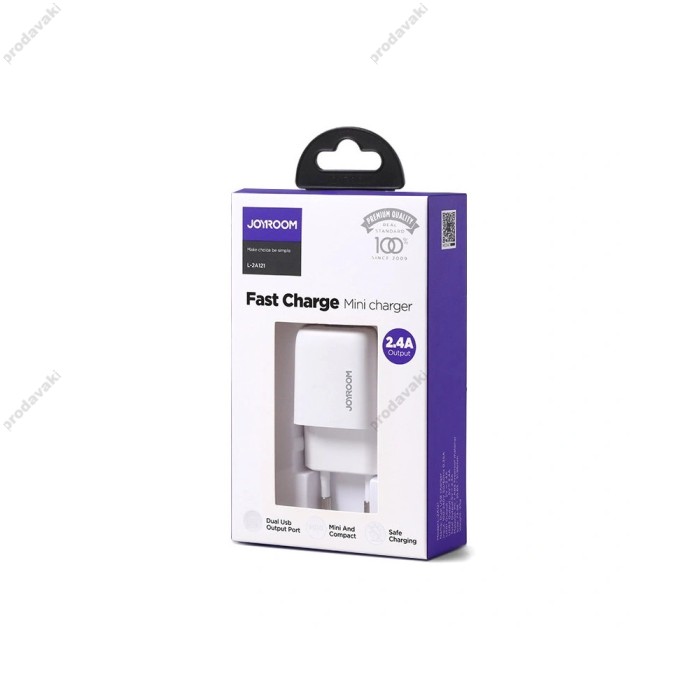 Мережевий зарядний пристрій JOYROOM L-2A121 Mini dual port smart fast charge 12W White