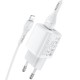 Мережевий зарядний пристрій HOCO N8 Briar dual port charger Lightning cable 12W White