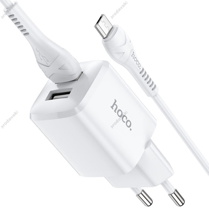 Мережевий зарядний пристрій HOCO N8 Briar dual port charger Micro USB cable 12W White