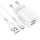 Мережевий зарядний пристрій HOCO N8 Briar dual port charger Type-C cable 12W White