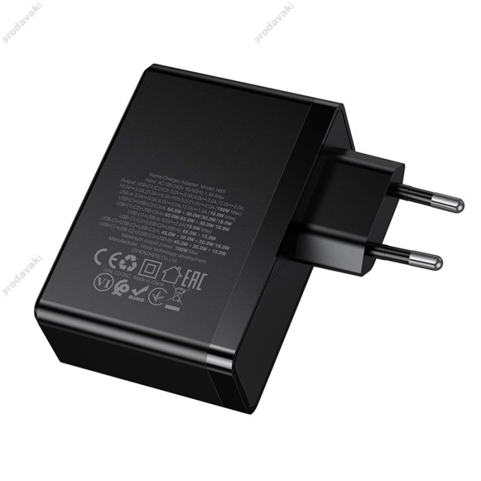 Мережевий зарядний пристрій HOCO N85 Vigoroso charger 100W Black