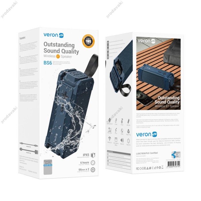 Портативна колонка Bluetooth Veron BS6 Magic sports 10W Navy Blue