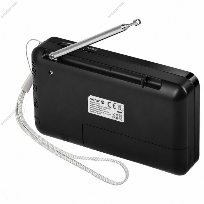 Портативний радіоприймач Veron PR30 Portable radio AM/FM USB/TF/BT5.3 5W Black