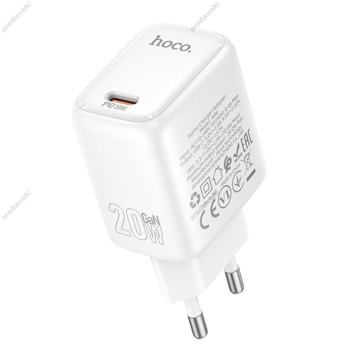 Мережевий зарядний пристрій HOCO N86 Seguro single port 20W White