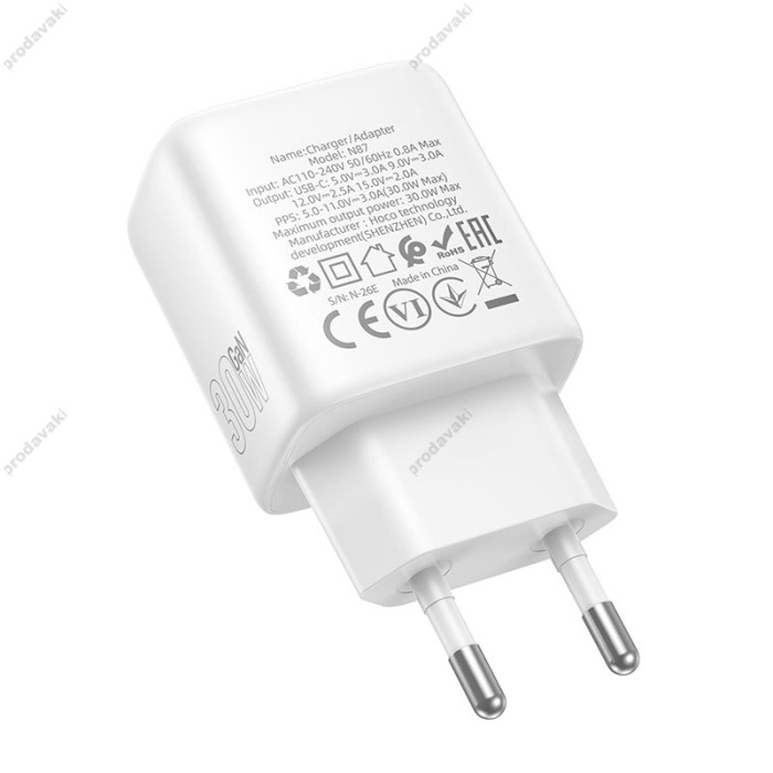 Мережевий зарядний пристрій HOCO N87 Seguro single port 30W White