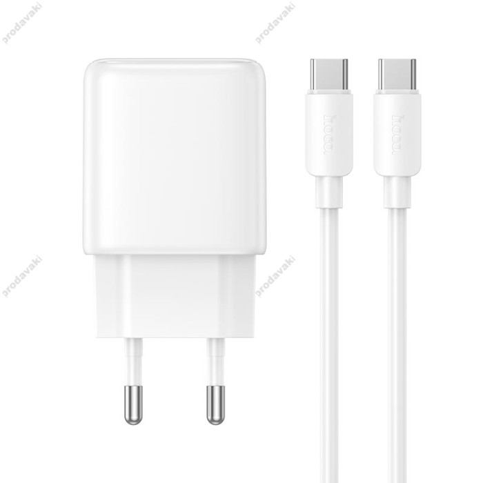 Мережевий зарядний пристрій HOCO N86 Seguro single port Type-C cable 20W White
