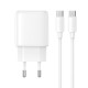 Мережевий зарядний пристрій HOCO N86 Seguro single port Type-C cable 20W White