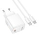 Мережевий зарядний пристрій HOCO N86 Seguro single port Type-C cable 20W White