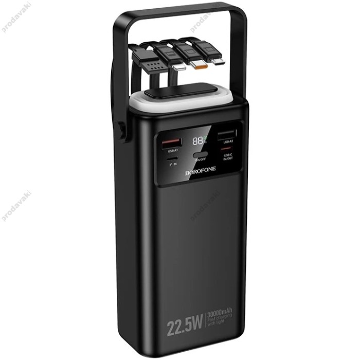 Повербанк портативний акумулятор Power bank Borofone BJ65 High four-cables 22.5W+PD20W 30000 mAh Black