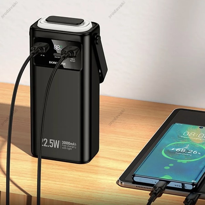 Повербанк портативний акумулятор Power bank Borofone BJ65 High four-cables 22.5W+PD20W 30000 mAh Black