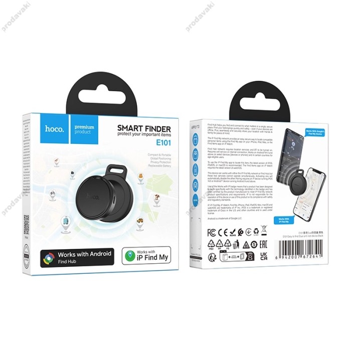 Пошуковий трекер HOCO E101 Easy to find Dual anti-lost device IOS, Android Black