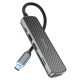 USB-Хаб HOCO HB24 Easy display multifunction 6в1 Type-C to HDMI+USB 3.0+USB 2.0+SD+TF+PD Metal grey