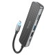 USB-Хаб HOCO HB24 Easy display multifunction 6в1 Type-C to HDMI+USB 3.0+USB 2.0+SD+TF+PD Metal grey
