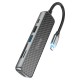 USB-Хаб HOCO HB24 Easy display multifunction 6в1 Type-C to HDMI+USB 3.0+USB 2.0+SD+TF+PD Metal grey
