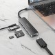 USB-Хаб HOCO HB24 Easy display multifunction 6в1 Type-C to HDMI+USB 3.0+USB 2.0+SD+TF+PD Metal grey