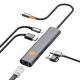 USB-Хаб WiWU Wi-HB005 Cyber Hub 5в1 Type-C to HDMI+2xUSB 3.1+RJ45+PD Grey