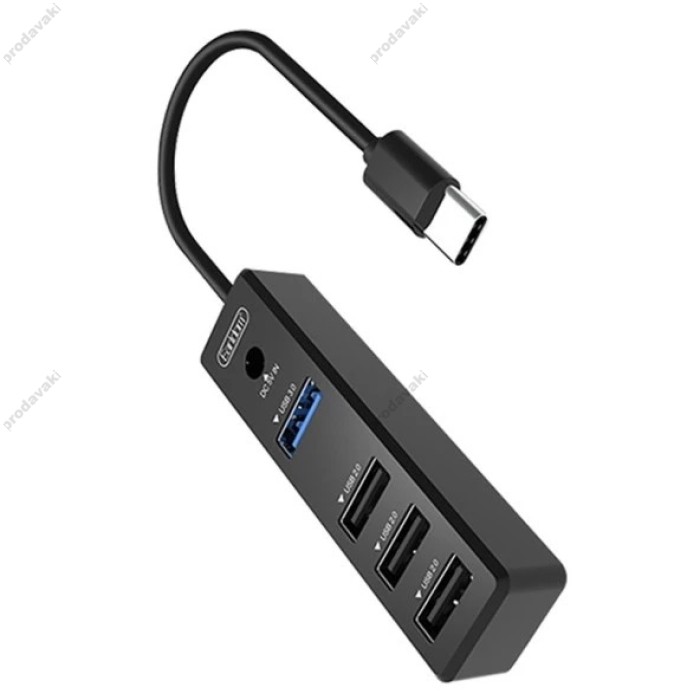 USB-Хаб Earldom ET-HUB08 Multifunction Adapter 4в1 Type-C to USB3.0+3xUSB 2.0 Black