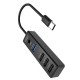 USB-Хаб Earldom ET-HUB08 Multifunction Adapter 4в1 Type-C to USB3.0+3xUSB 2.0 Black