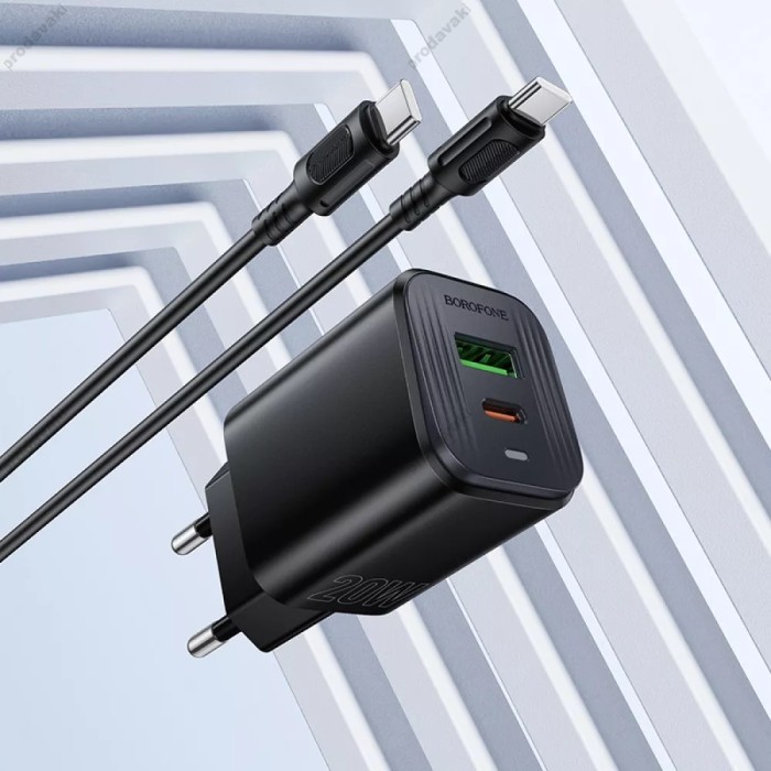 Мережевий зарядний пристрій Borofone BAS83A Star charger Type-C cable 20W Black