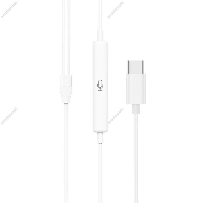 Дротові навушники HOCO M101 Crystal grace wire-controlled with mic Type-C White