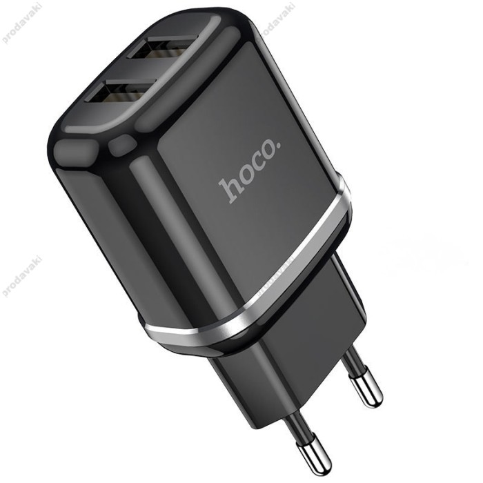 Мережевий зарядний пристрій HOCO N4 Aspiring dual port charger Type-C cable 12W Black