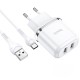 Мережевий зарядний пристрій HOCO N4 Aspiring dual port charger Type-C cable 12W White