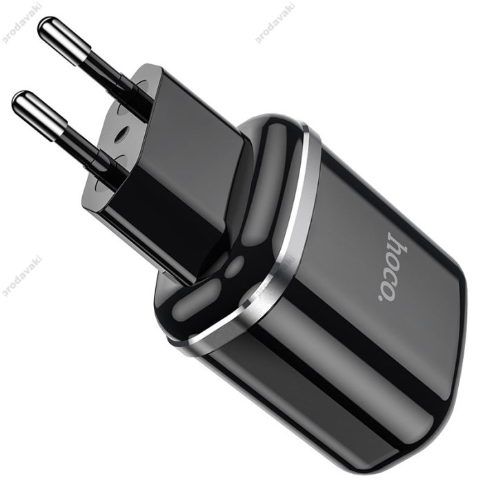 Мережевий зарядний пристрій HOCO N4 Aspiring dual port charger Type-C cable 12W Black