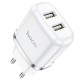 Мережевий зарядний пристрій HOCO N4 Aspiring dual port charger Type-C cable 12W White