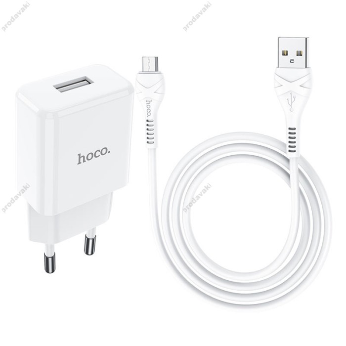 Мережевий зарядний пристрій Hoco N9 Especial single port charger Micro cable 10.5W White