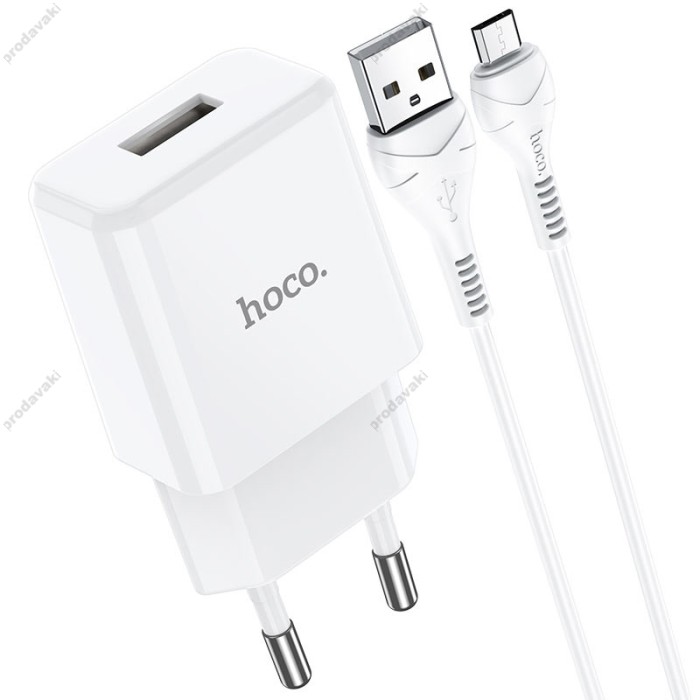 Мережевий зарядний пристрій Hoco N9 Especial single port charger Micro cable 10.5W White