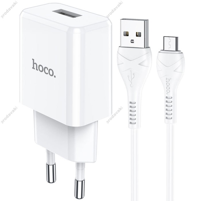 Мережевий зарядний пристрій Hoco N9 Especial single port charger Micro cable 10.5W White