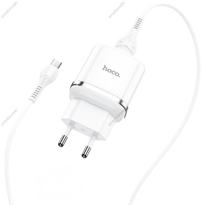 Мережевий зарядний пристрій HOCO N3 Special Micro Cable 18W White