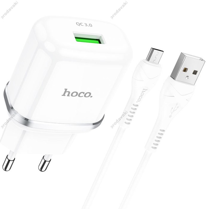Мережевий зарядний пристрій HOCO N3 Special Micro Cable 18W White