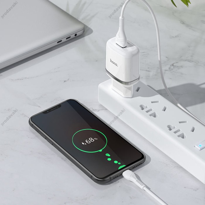 Мережевий зарядний пристрій HOCO N3 Special Micro Cable 18W White