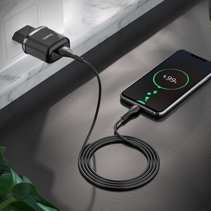 Мережевий зарядний пристрій HOCO N3 Special Micro Cable 18W Black