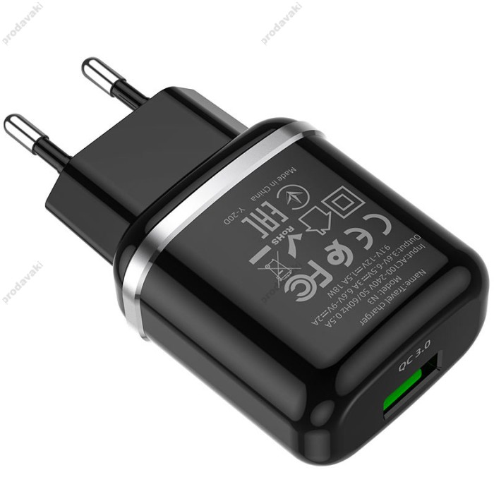 Мережевий зарядний пристрій HOCO N3 Special Micro Cable 18W Black