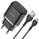 Мережевий зарядний пристрій HOCO N3 Special Micro Cable 18W Black