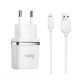 Мережевий зарядний пристрій Hoco C11 Lightning cable 5W White