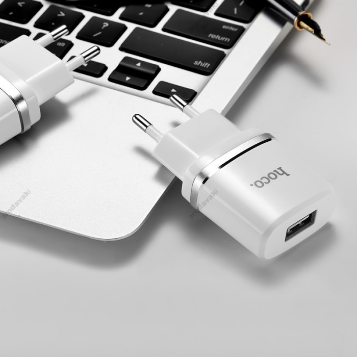Мережевий зарядний пристрій Hoco C11 Lightning cable 5W White