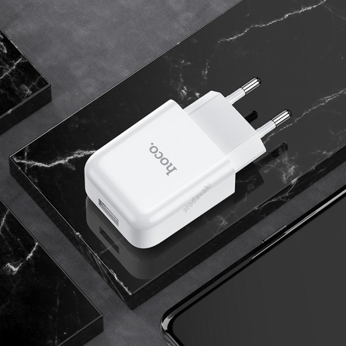 Мережевий зарядний пристрій HOCO N2 Vigour Micro cable 10.5W White