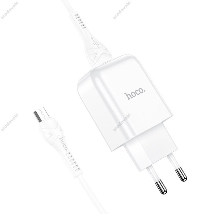 Мережевий зарядний пристрій HOCO N2 Vigour Micro cable 10.5W White