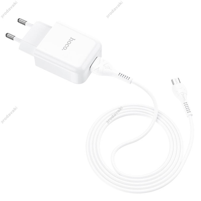 Мережевий зарядний пристрій HOCO N2 Vigour Micro cable 10.5W White